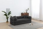 77.9” Foldable Sofa Floor Couch with Convertible Sleeper, 2 Matching Pillows in 9 Colors