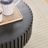 43.7” Modern Handcrafted Drum Coffee Table with Oval Shape and Pedestal Base