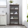 4 Tier Curio Display Cabinet with Flip-Up Tempered Glass Doors