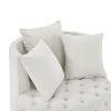 Velvet Upholstered Swivel Chair, Button Tufted Design with Movable Wheels and 3 Matching Pillows