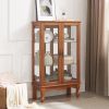 2 Door Curio Cabinet with Tempered Glass Doors, LED Light, Mirrored Back Panel & Adjustable Shelves