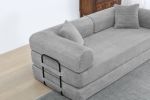 77.9” Foldable Sofa Floor Couch with Convertible Sleeper, 2 Matching Pillows in 9 Colors