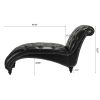 Black Tufted Armless Chaise Lounge with Bubble Nails and Wood Legs