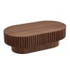 43” Modern Handcrafted Drum Coffee Table, Oval Shaped with Sturdy Pedestal Base in 3 Different Colors