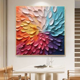 Hand Painted Abstract Textured Flower Oil Painting on Canvas (Style: 01, size: 100x100cm)