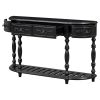 52” Contemporary Curved Half Moon Console Table with 4 Spacious Drawers, Antique Style Design. 4 Sturdy Legs and Open Bottom Shelf