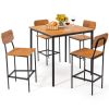 5 Piece Industrial Dining Table Set with Counter Height Table and 4 Bar Stools