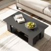 41” 2-Tier Wooden Modern Coffee Table with Open Bottom Storage Shelf and 3 Different Color Options