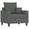 Dark Gray Sofa Chair with Padded Seat, Armrests and Back Pillow