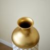 Floor metal vase modern style decoration home droplet shaped white metal vase 3-piece set gorgeous home decoration large glazed metal vase