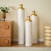 Floor metal vase modern style decoration home droplet shaped white metal vase 3-piece set gorgeous home decoration large glazed metal vase