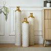 Floor metal vase modern style decoration home droplet shaped white metal vase 3-piece set gorgeous home decoration large glazed metal vase