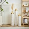 Floor metal vase modern style decoration home droplet shaped white metal vase 3-piece set gorgeous home decoration large glazed metal vase