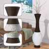 40” Artificial Rattan Floor Vase with Elegant Two-Tone Brown Finish