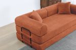 77.9” Foldable Sofa Floor Couch with Convertible Sleeper, 2 Matching Pillows in 9 Colors