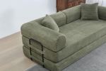 77.9” Foldable Sofa Floor Couch with Convertible Sleeper, 2 Matching Pillows in 9 Colors