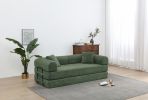 77.9” Foldable Sofa Floor Couch with Convertible Sleeper, 2 Matching Pillows in 9 Colors