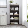 4 Tier Curio Display Cabinet with Flip-Up Tempered Glass Doors