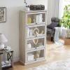 4 Tier Curio Display Cabinet with Flip-Up Tempered Glass Doors