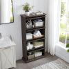 4 Tier Curio Display Cabinet with Flip-Up Tempered Glass Doors