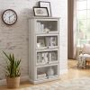 4 Tier Curio Display Cabinet with Flip-Up Tempered Glass Doors