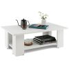 41” 2-Tier Wooden Modern Coffee Table with Open Bottom Storage Shelf and 3 Different Color Options