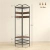 Modern Corner Display Shelf with Multi-Hook Clothes Hanger, 2 Tier Shoe Rack and Storage Shelves