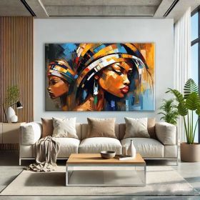 Handmade Abstract Black Women Oil Painting Canvas Wall Art (Style: 01, size: 70x100cm)