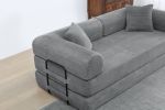 77.9” Foldable Sofa Floor Couch with Convertible Sleeper, 2 Matching Pillows in 9 Colors