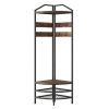 Modern Corner Display Shelf with Multi-Hook Clothes Hanger, 2 Tier Shoe Rack and Storage Shelves