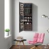 Lockable Wall Mounted Mirror Jewelry Armoire with 5 LEDs, 6 Drawers, Hang On Door Option and 3 Colors To Choose
