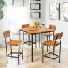 5 Piece Industrial Dining Table Set with Counter Height Table and 4 Bar Stools