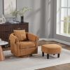 360° Swivel Accent Barrel Armchair & Ottoman Set with Removable Back Pillow & 2 Armrest Covers