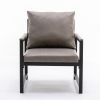 Modern Faux Leather Accent Chair with Black Powder Coated Metal Frame and Adjustable Pillow Back