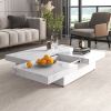 39.4” Square Marble Veneer Coffee Table with 4 Sliding Tops with 4 Hidden Storage Compartments