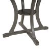 5 Piece Dining Table Set with 1 Round Table with Bent Column Shaped Table Legs, Middle Storage Shelf and 4 Carved Backrest Chairs