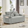 3 in1 Multi-Functional Velvet Foldable Sofa, with Loveseat, Chaise, Bed Options, 2 Pillows, USB Charging Port & Swivel Phone Stand