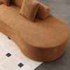 130.5” Modern Curved Combination Sofa with 3 Matching Pillows and Terrycloth Fabric