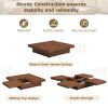 39.4” Square Marble Veneer Coffee Table with 4 Sliding Tops with 4 Hidden Storage Compartments