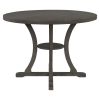 5 Piece Dining Table Set with 1 Round Table with Bent Column Shaped Table Legs, Middle Storage Shelf and 4 Carved Backrest Chairs