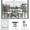 5 Piece Dining Table Set with 1 Round Table with Bent Column Shaped Table Legs, Middle Storage Shelf and 4 Carved Backrest Chairs