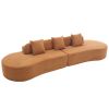 130.5” Modern Curved Combination Sofa with 3 Matching Pillows and Terrycloth Fabric
