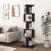 360° Rotating 5 Tier or 6 Tier Bookshelf with Anti-Toppling Base, In Black or White and Multifunctional Usage Options