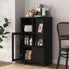 MDF Painted Cabinet with 2 Glass Doors, 1 Drawer and Open Storage Space in 4 Colors