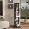 360° Rotating 5 Tier or 6 Tier Bookshelf with Anti-Toppling Base, In Black or White and Multifunctional Usage Options