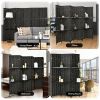 6 Panel Weave Fiber Folding Room Divider with 2 Display Shelves and 8 Display Areas