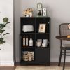 MDF Painted Cabinet with 2 Glass Doors, 1 Drawer and Open Storage Space in 4 Colors