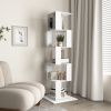 360° Rotating 5 Tier or 6 Tier Bookshelf with Anti-Toppling Base, In Black or White and Multifunctional Usage Options