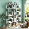 6 Tier S-Shaped Bookshelf Storage Display Bookcase Decor Z Shelf with Large Open Compartments