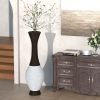 40” Artificial Rattan Floor Vase with Elegant Two-Tone Brown Finish